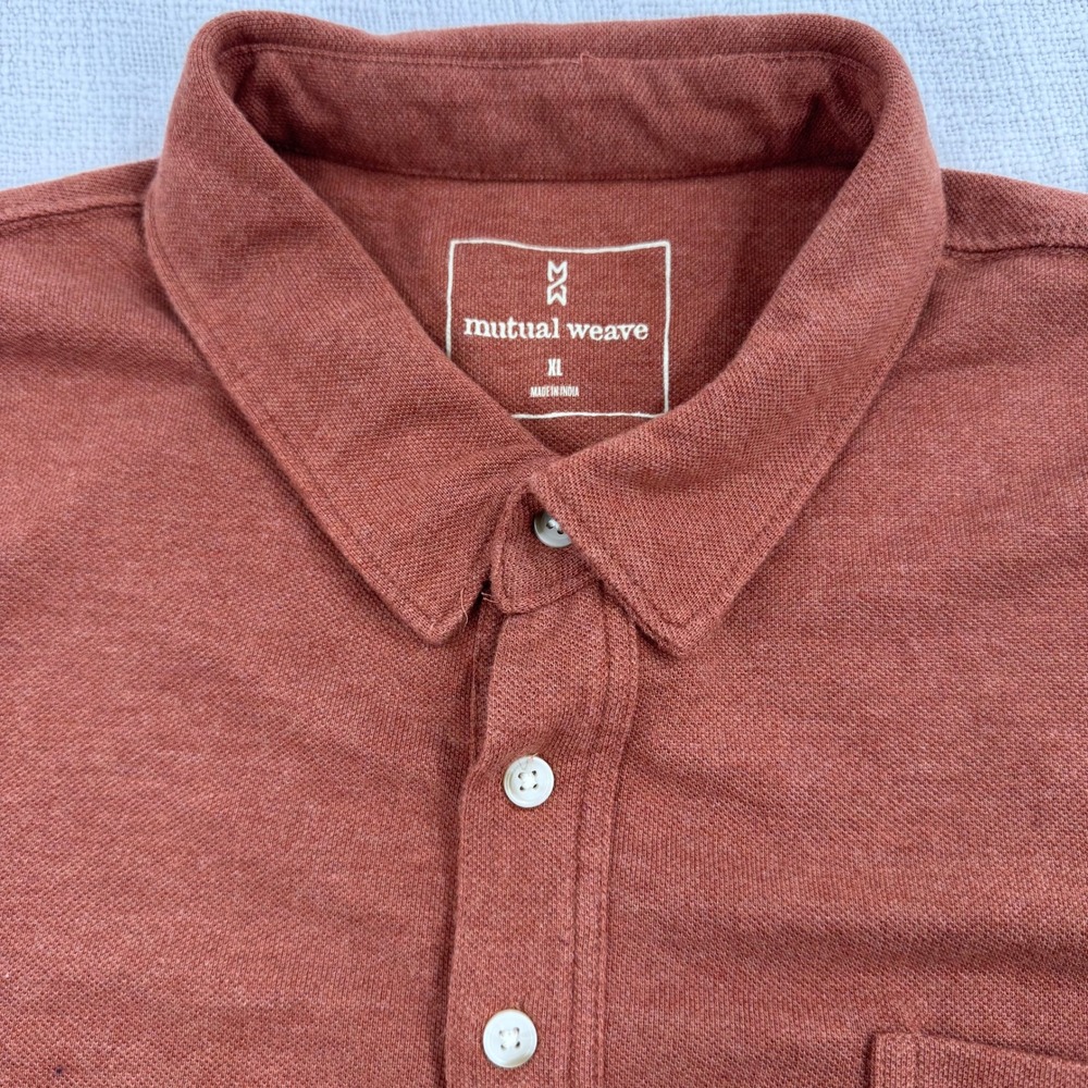 Mutual Weave Mens XL Polo Shirt Rust Orange Short Sleeve Cotton Blend Pocket
